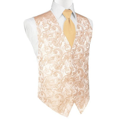 Peach Tapestry Satin Tuxedo Vest