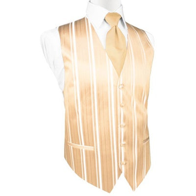 Peach Striped Satin Tuxedo Vest