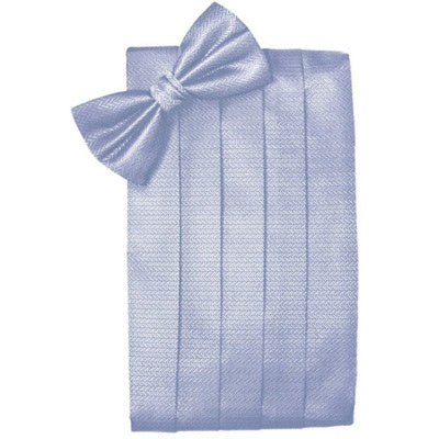 Periwinkle Herringbone Cummerbund and Bow Tie Set