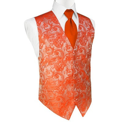 Persimmon Tapestry Satin Tuxedo Vest