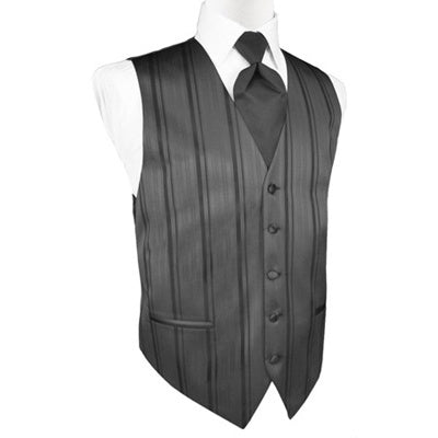 Pewter Striped Satin Tuxedo Vest