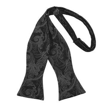 Pewter Tapestry Paisley Self Bow Tie