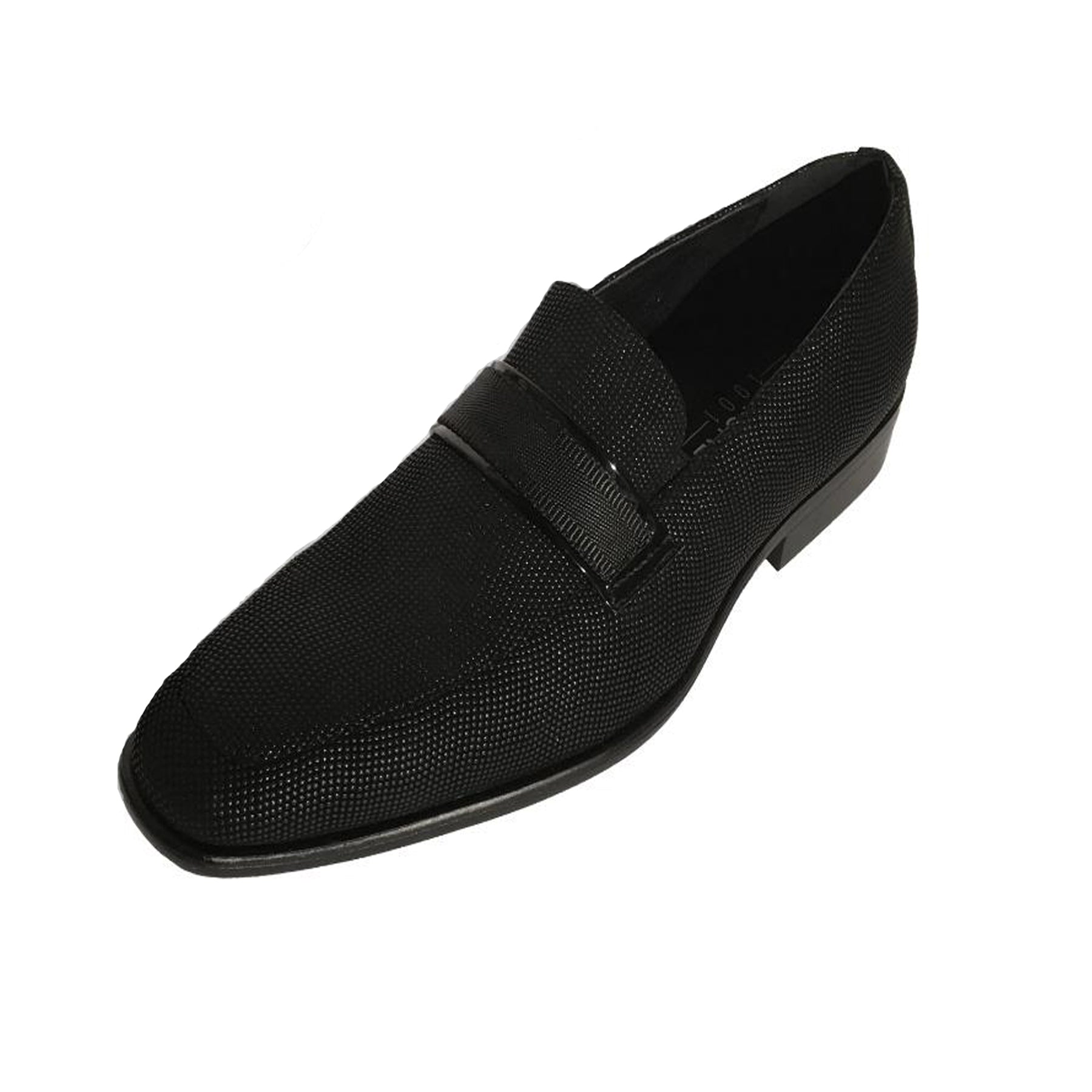 Black Pindot Slip On Shoe with Top Belt