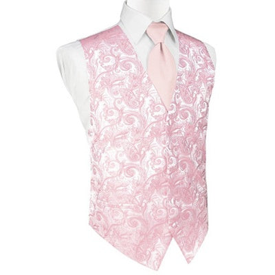 Pink Tapestry Satin Tuxedo Vest