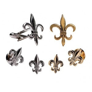 Mardi Gras Fleur De Lis Cufflinks and Studs Gold or Silver