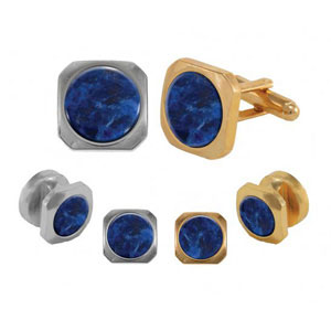 Sodalite Soft Square Cufflinks and Studs Silver or Gold