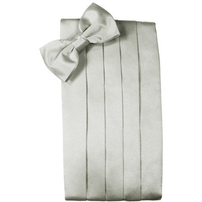 Platinum Silk Cummerbund and Bow Tie Set