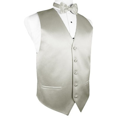 Platinum Satin Tuxedo Vest