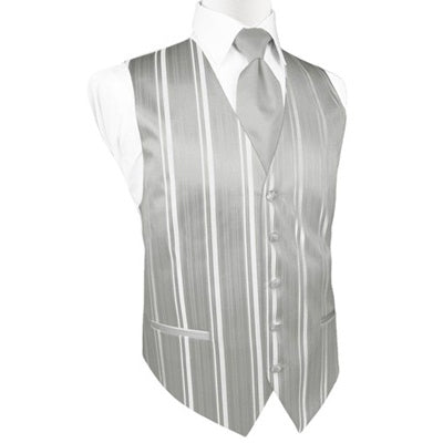 Platinum Striped Satin Tuxedo Vest