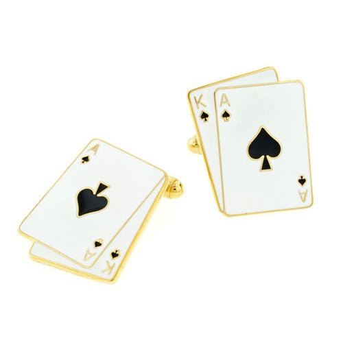 Ace In The Whole Playing Card Cufflinks Gold