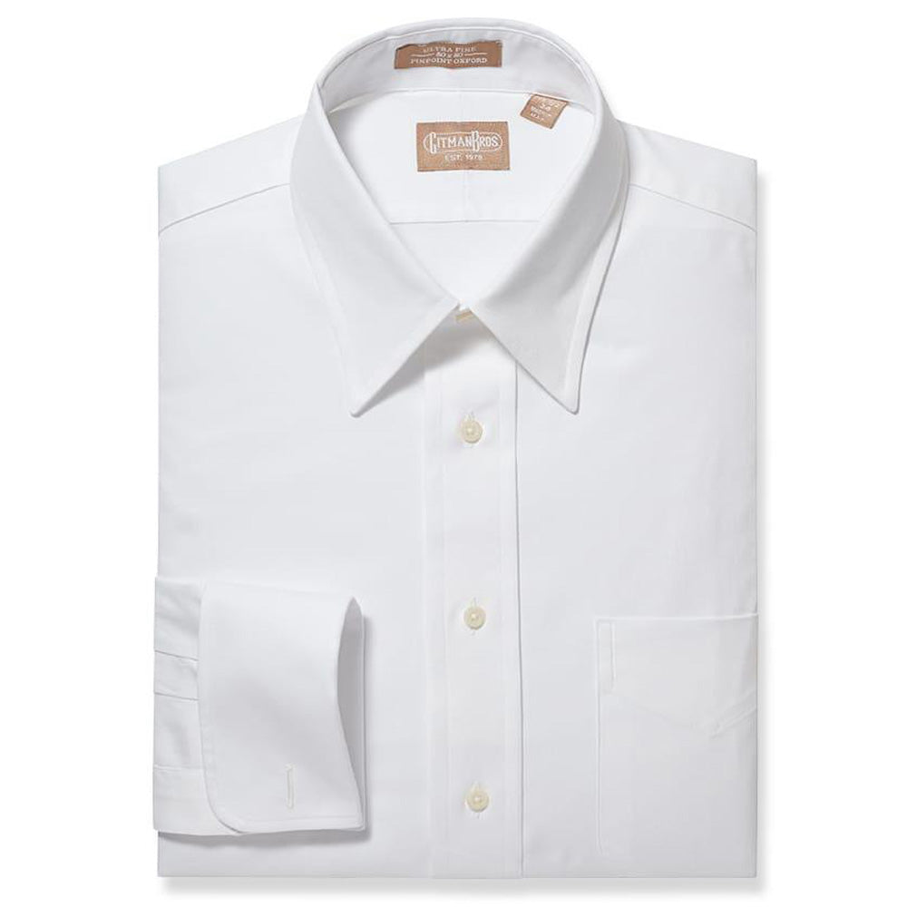 Gitman Point Collar Pinpoint White French Cuff Dress Shirt