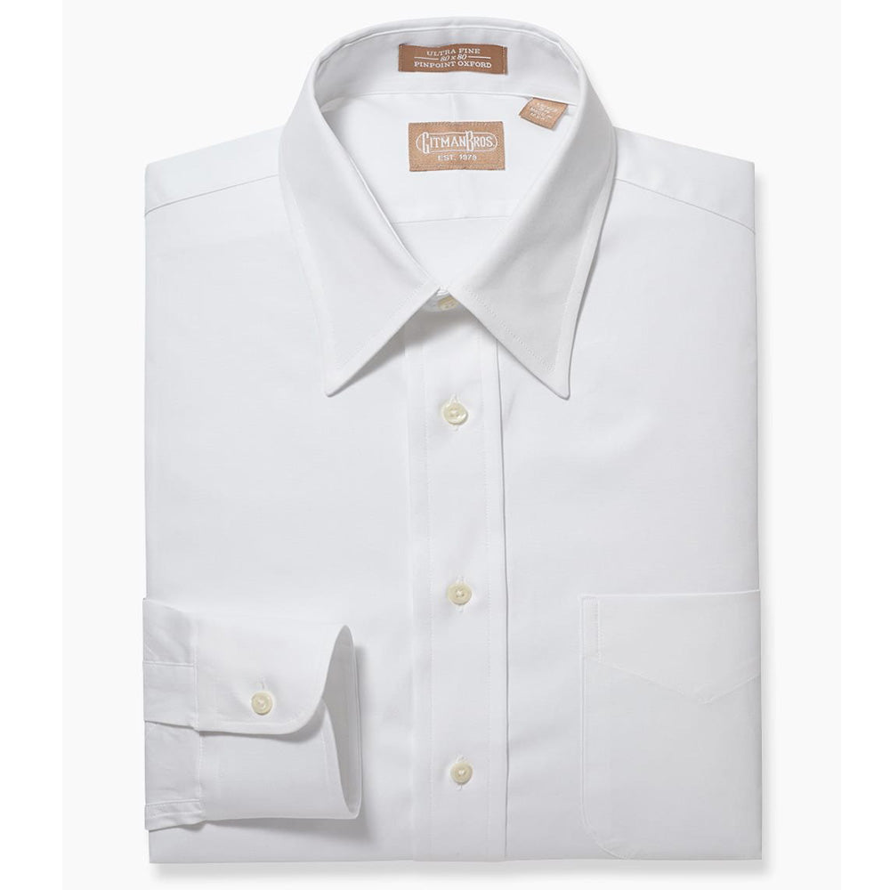 Gitman Point Collar Pinpoint White Dress Shirt