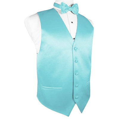 Pool Blue Satin Tuxedo Vest