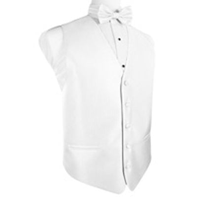 Pure White Herringbone Tuxedo Vest