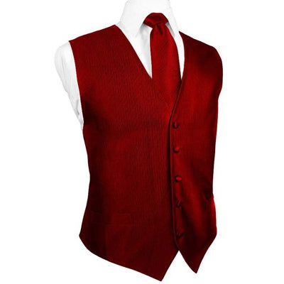 Red Silk Faille Tuxedo Vest