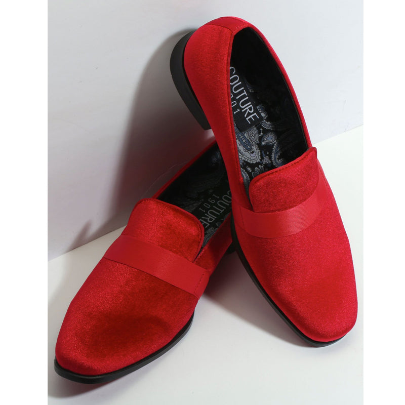 Red Velvet Slip On Shoes