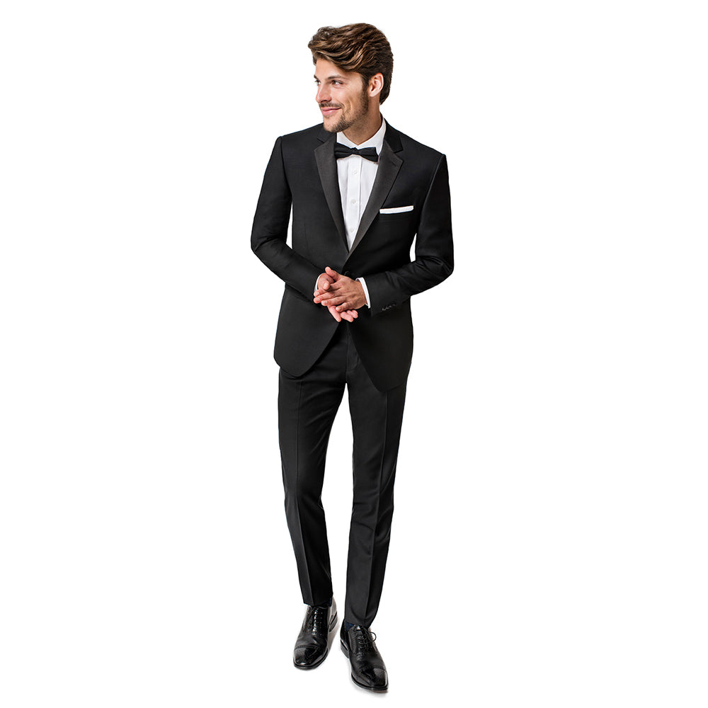 Paul Betenly Black Two Button Notch Trim Fit Tuxedo