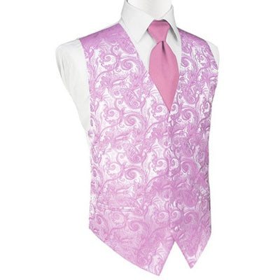 Rose Petal Pink Tapestry Satin Tuxedo Vest