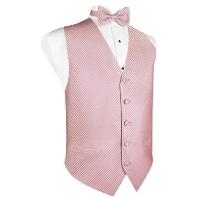 Rose Pink Grid Pattern Tuxedo Vest