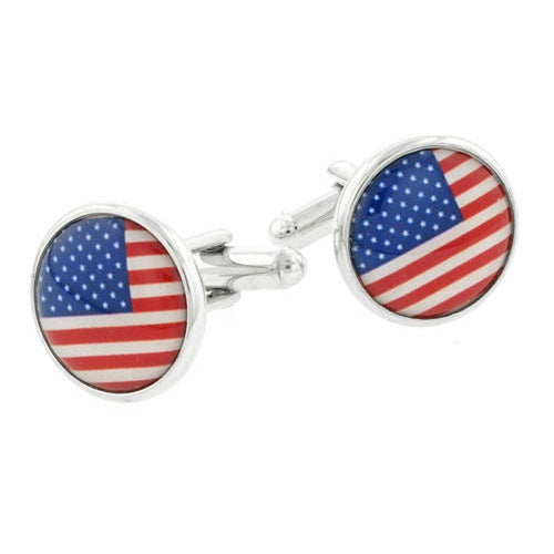 USA Stars and Stripes Silver Cufflinks