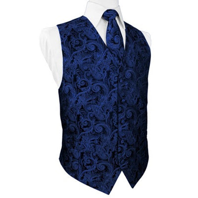 Royal Blue Tapestry Satin Tuxedo Vest