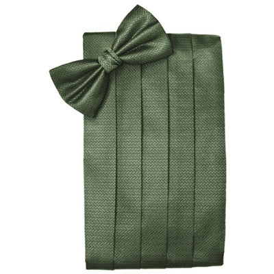 Sage Green Herringbone Cummerbund and Bow Tie Set