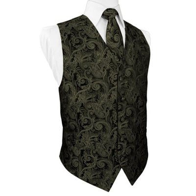 Sage Green Tapestry Satin Tuxedo Vest