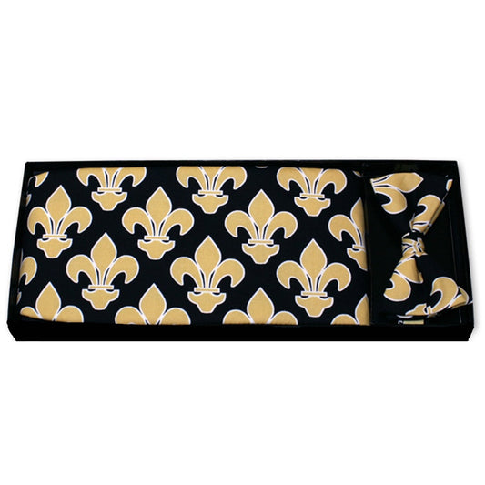 Saints Fleur De Lis Bow Tie and Cummerbund Set