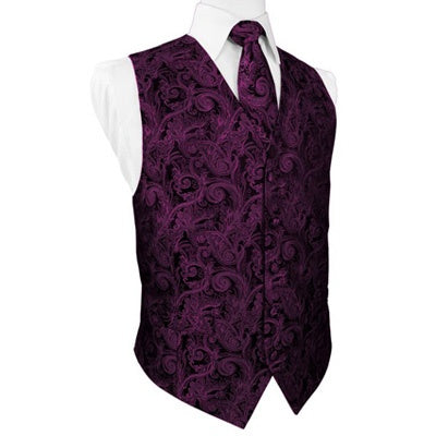 Sangria Purple Tapestry Satin Tuxedo Vest