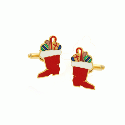 Santas Boots Holiday Cufflinks Gold