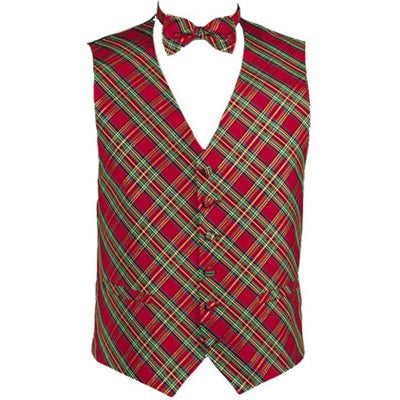 Red and Green Tartan Plaid Holiday Vest