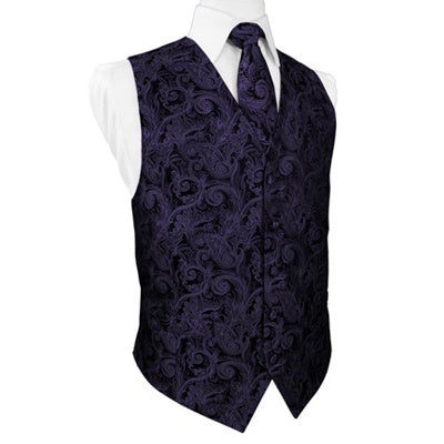 Amethyst Purple Tapestry Satin Tuxedo Vest