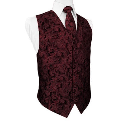 Apple Red Tapestry Satin Tuxedo Vest