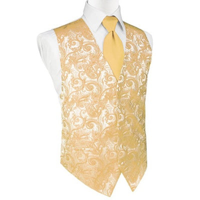 Apricot Tapestry Satin Tuxedo Vest