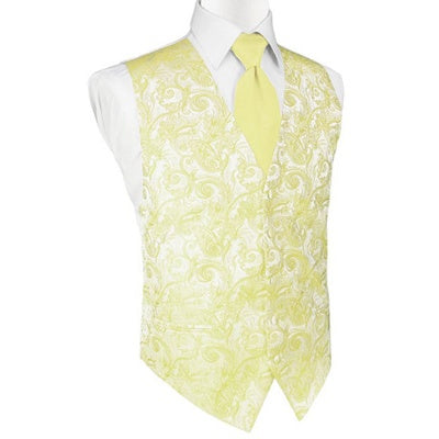 Banana Yellow Tapestry Satin Tuxedo Vest