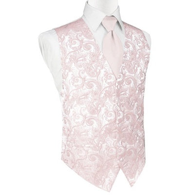 Blush Pink Tapestry Satin Tuxedo Vest