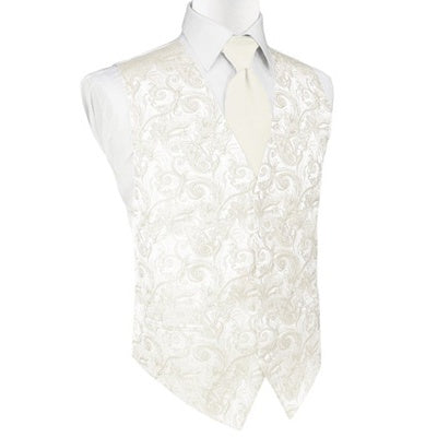 Ivory Tapestry Satin Tuxedo Vest