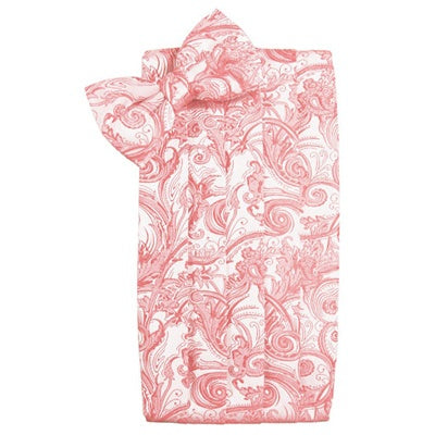 Coral Reef Tapestry Paisley Satin Cummerbund and Bow Tie Set