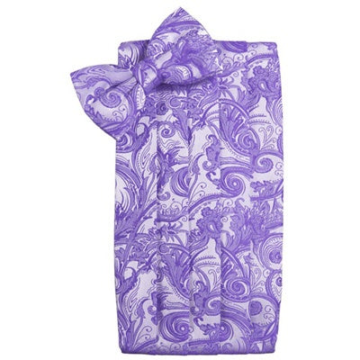 Freesia Purple Tapestry Paisley Satin Cummerbund and Bow Tie Set