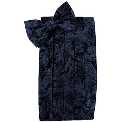 Midnight Blue Tapestry Satin Cummerbund and Bow Tie Set