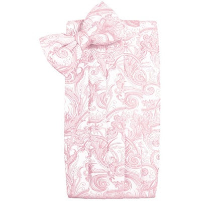 Pink Tapestry Paisley Satin Cummerbund and Bow Tie Set