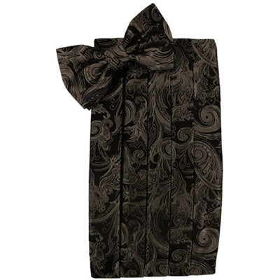 Truffle Brown Tapestry Paisley Satin Cummerbund and Bow Tie Set