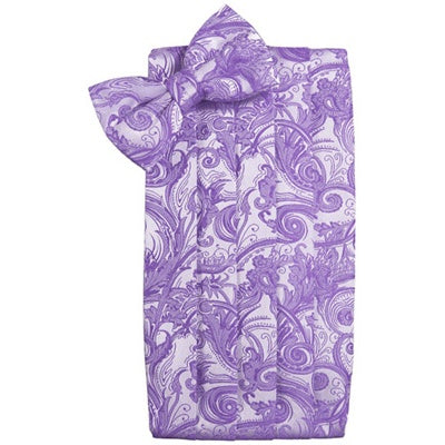 Wisteria Purple Tapestry Satin Cummerbund and Bow Tie Set