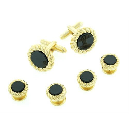 Gold Scalloped Edge Tuxedo Cuffllinks and Studs