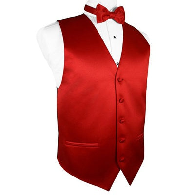 Scarlet Red Satin Tuxedo Vest