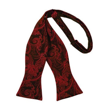 Scarlet Tapestry Paisley Self Bow Tie