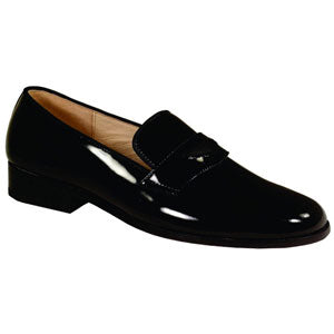 Black Siena Genuine Patent Leather Slip On Tuxedo Shoes