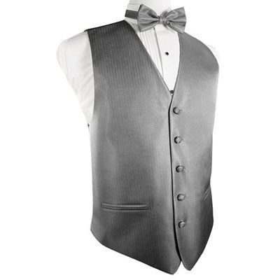 Silver Herringbone Tuxedo Vest