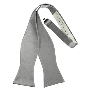 Silver Satin Self Bow Tie