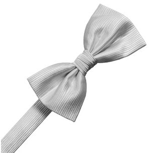 Silver Silk Faille Pre-Tied Bow Tie